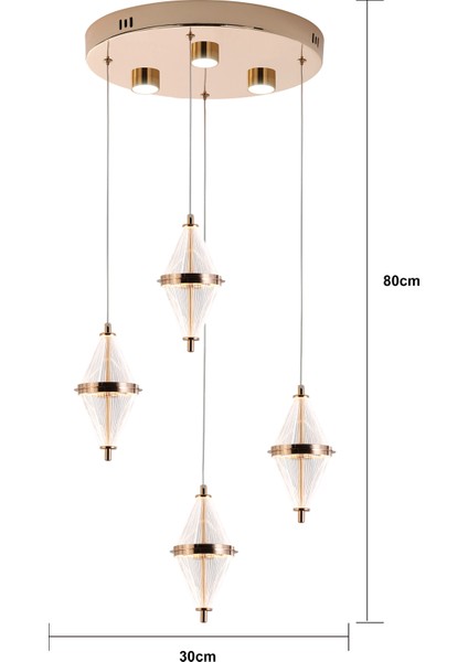 Harold 4'lü 24 Watt Yuvarlak Gold Ledli Modern Salon Avize fırsatları