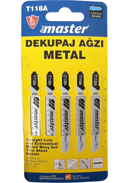 Ekonomik Seri Metal Için T 118 A Dekupaj Testeresi Bıçağı - 5'li Paket