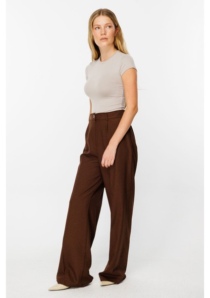 Premium Pileli Palazzo Kahve Pantolon indirimleri