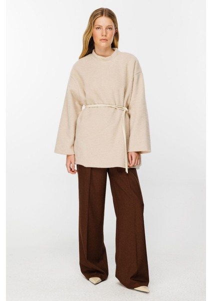 Premium Pileli Palazzo Kahve Pantolon