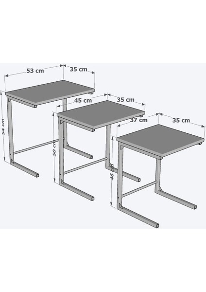 3lü Zigon Sehpa Metal Zigon Sehpa C Sehpa fırsatları