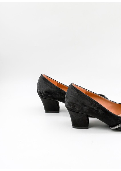 Kalın Topuklu Taşlı Tuvin Kadın Ayakkabı PM280 Siyah fiyatları
