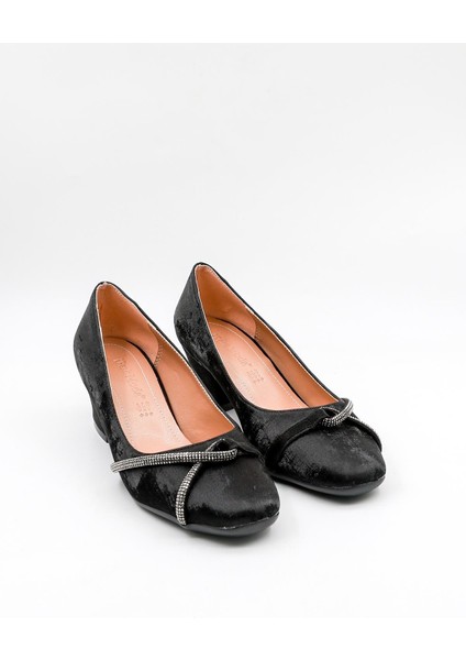 Kalın Topuklu Taşlı Tuvin Kadın Ayakkabı PM280 Siyah fırsatları