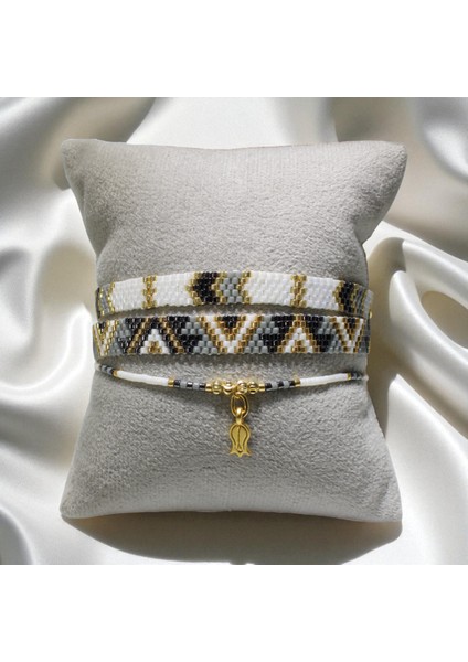 Etnik Desenli El Yapımı 3’lü Miyuki Boncuk Bileklik Seti |ETSVK01