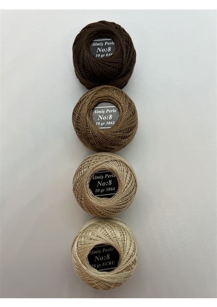 Almiş Perle Etamin-kanaviçe 4'lü Iplik Seti (10 Gr-No:8) 838-3862-3864-ECRU