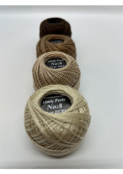 Almiş Perle Etamin-kanaviçe 4'lü Iplik Seti (10 Gr-No:8) 838-3862-3864-ECRU