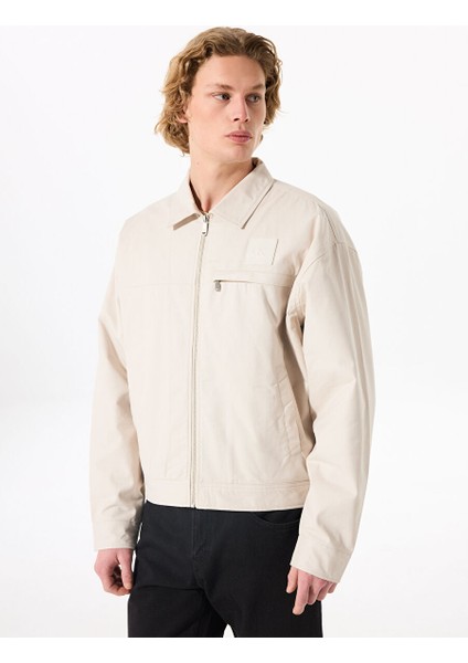 Kırık Beyaz Erkek Ceket Standart Ceket J30J326713PDH Zıp Jacket