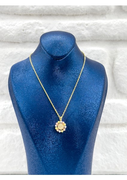 Üç Renkli Dorika Kadın Gümüş Set Takımı - Kolye Seti