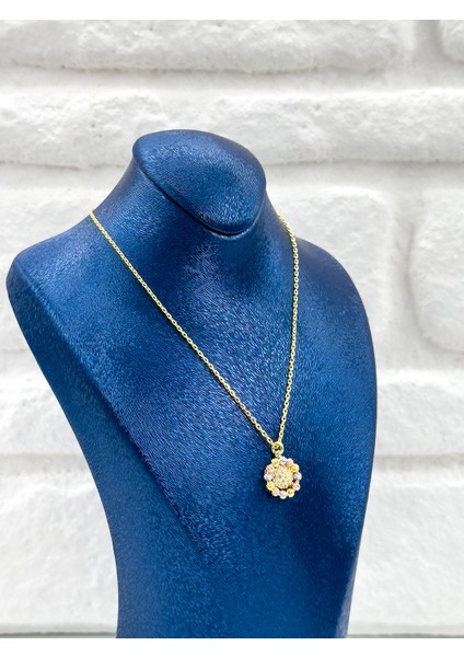 Üç Renkli Dorika Kadın Gümüş Set Takımı - Kolye Seti