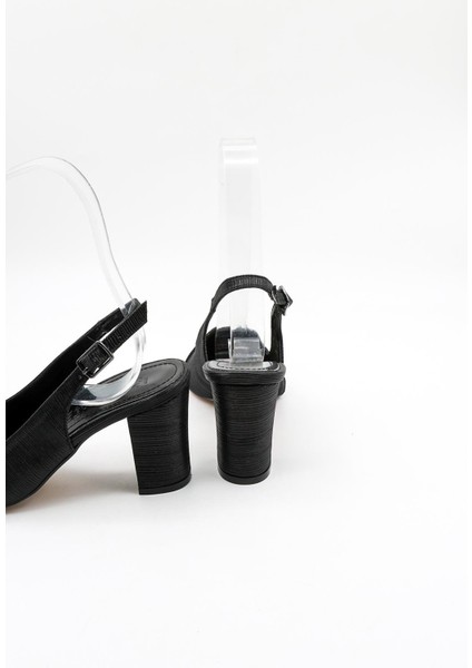 Taşlı Kısa Kısa Topuklu Abiye Kadın Ayakkabı PM172 Siyah Taş modelleri