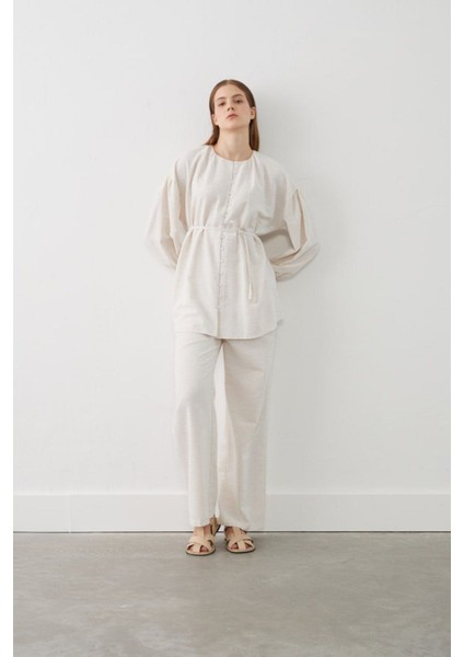 Düğme Detaylı Kimono Takım - Krem fiyatları