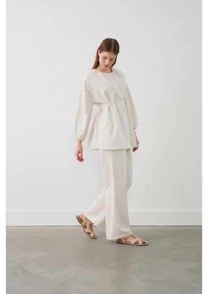 Düğme Detaylı Kimono Takım - Krem fırsatları