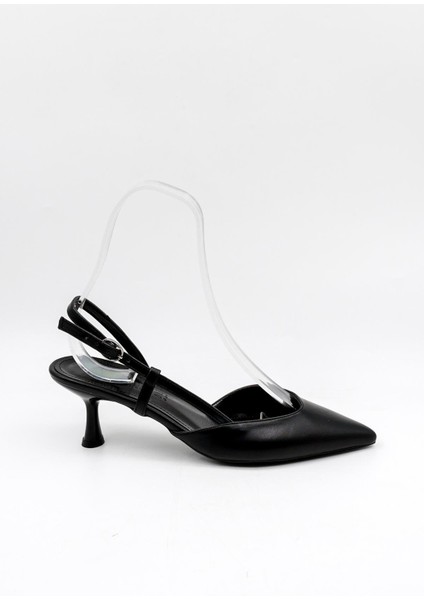 Kadın Topuklu Klasik Ayakkabı PM492 K1047 Siyah Cilt