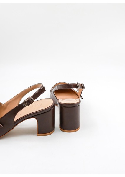 Arkası Açık Kemerli Rahat Kadın Ayakkabı PM207 Kahve Cilt modelleri