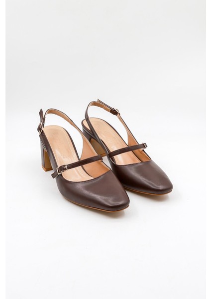 Arkası Açık Kemerli Rahat Kadın Ayakkabı PM207 Kahve Cilt fırsatları