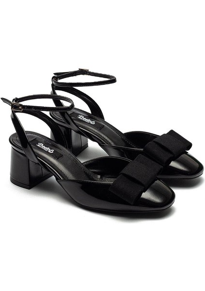 Kadın Siyah Platformlu Dolgu Topuk Günlük Rugan Ayakkabı Kaydırmaz Taban 720