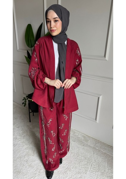 Orfeo Negro Taş Işlemeli Kimono ve Pantolon Ikili Takım fiyatları