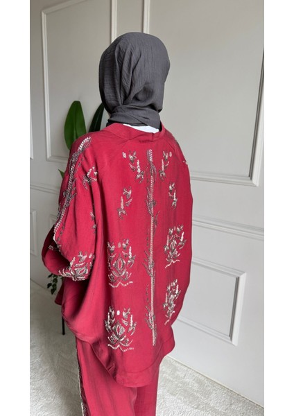 Orfeo Negro Taş Işlemeli Kimono ve Pantolon Ikili Takım indirimleri