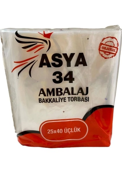 Asya 34 Ambalaj Bakkaliye Torbası Beşlik Şeffaf Torba Orjinal Plastik 25X40CM 1kg