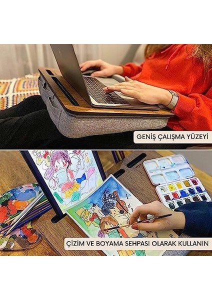 Wood - LS011 Minderli 13" ve 15.6" Laptop Sehpası