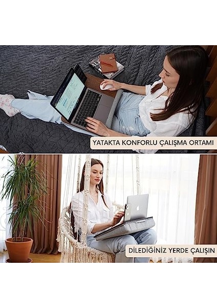 Wood - LS011 Minderli 13" ve 15.6" Laptop Sehpası