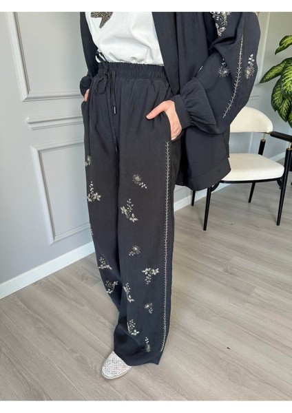 Orfeo Negro Taş Işlemeli Kimono ve Pantolon Ikili Takım indirimleri