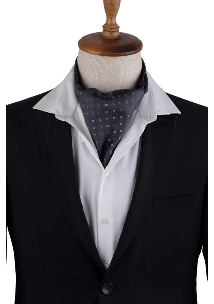 Füme Puantiye Desen Italyan Ipek Ascot Fular K660 fiyatları