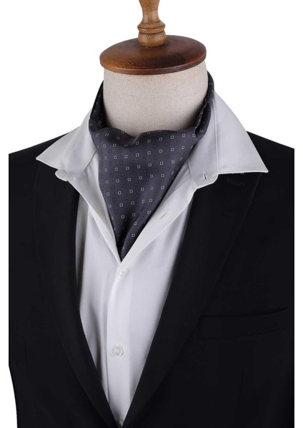 Füme Puantiye Desen Italyan Ipek Ascot Fular K660 modelleri