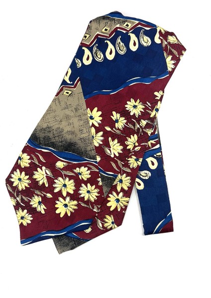 Bordo - Mavi Motif Desen Erkek Ascot Fular K647 fırsatları