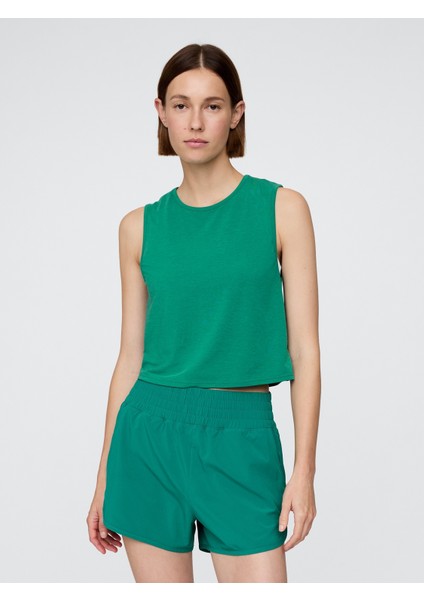 Kadın Yeşil Gapfit Breathe Crop T-Shirt