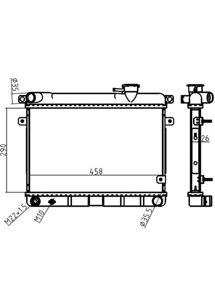 -80454 - Su Radyatoru Kapaklı Fıat 131 1.6 M-T 1979-2003 Alumınyum Brazıng 26MM 290×458×26
