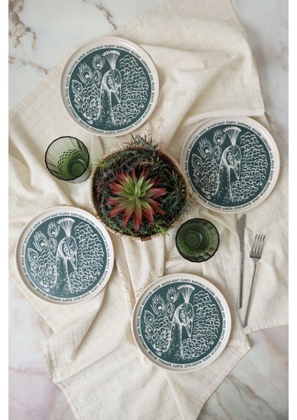 Tavus Kuşu Nordıc Pasta Tabağı 22 cm 4 Adet 23137 fırsatları