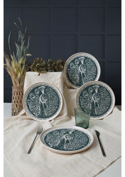 Tavus Kuşu Nordıc Pasta Tabağı 22 cm 4 Adet 23137 indirimleri