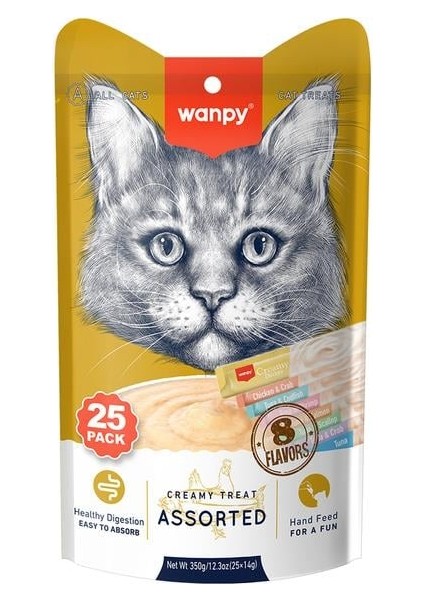 Karışık 8 Lezzetli Kedi Krema Ödülü 25X14GR