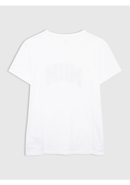 Kadın Beyaz Bisiklet Yaka T-Shirt modelleri