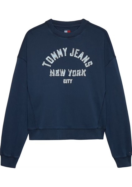 Kadın Bxy Varsity Overdye Bisiklet Yaka Sweatshirt - Lacivert