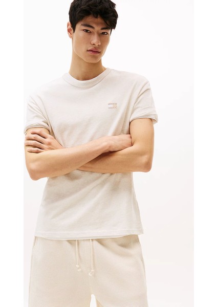 Erkek Tjm Badge Regular T-Shirt - Bej