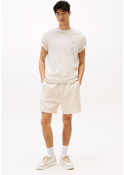 Erkek Tjm Badge Regular T-Shirt - Bej modelleri