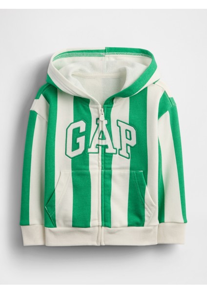 Erkek Bebek Yeşil Gap Logo Fransız Havlu Kumaşı Fermuarlı Sweatshirt