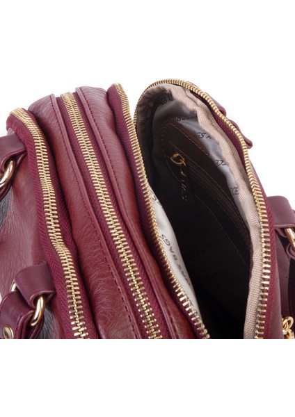 Kadın Çok Gözlü El Omuz ve Çapraz Çantası ( 25X20 Cm) Bordo Victoria modelleri