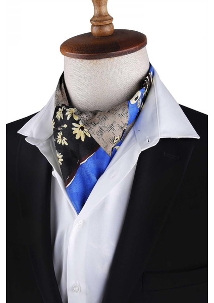 Çok Renkli Motif Desen Erkek Ascot Fular K641 modelleri