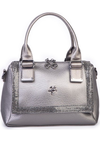 Kadın Taşlı Şık Omuz ve Çapraz Çanta Gri Victoria modelleri