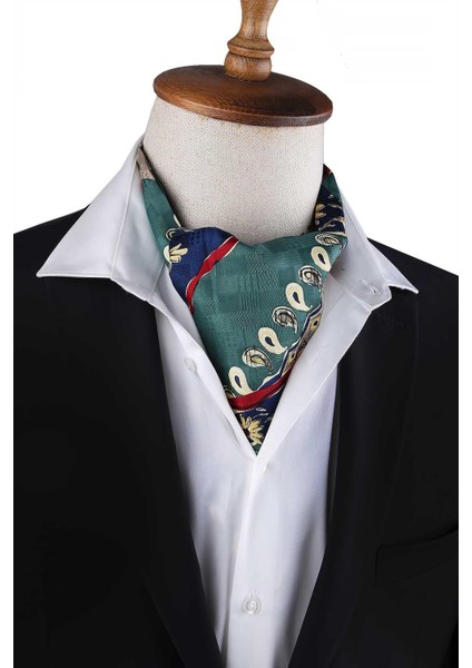 Yeşil Motif Desen Erkek Ascot Fular K642 fiyatları