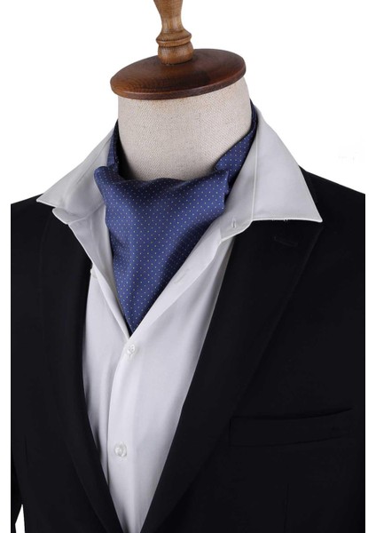 Lacivert Nokta Desen Italyan Ipek Ascot Fular K655 modelleri