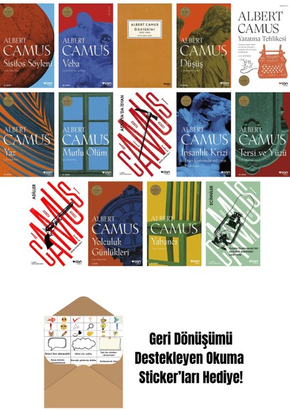 Albert Camus 14 Kitap Seti + Okuma Sticker'ları