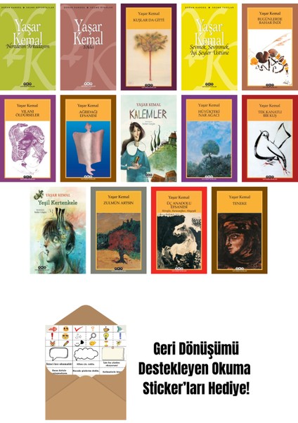 Yaşar Kemal 14 Kitap Seti + Okuma Sticker'ları
