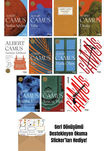 Albert Camus 11 Kitap Seti + Okuma Sticker'ları