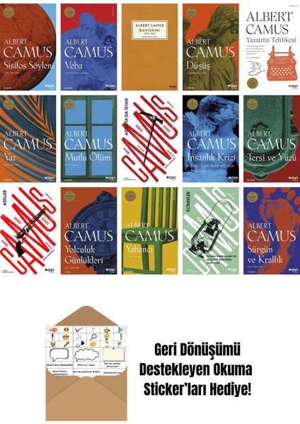 Albert Camus 15 Kitap Seti + Okuma Sticker'ları