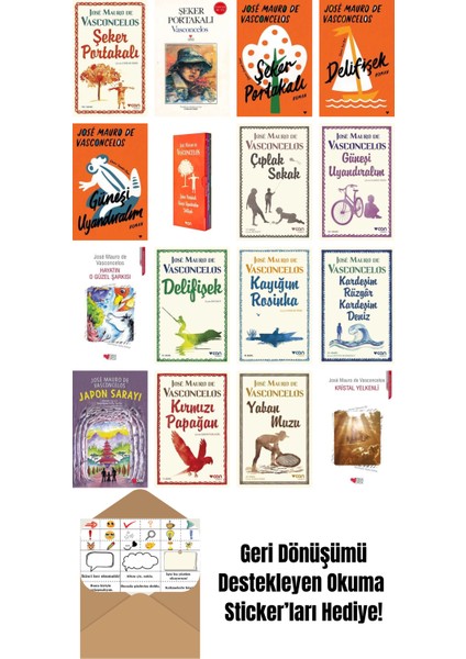 José Mauro De Vasconcelos 16 Kitap Seti + Okuma Sticker'ları