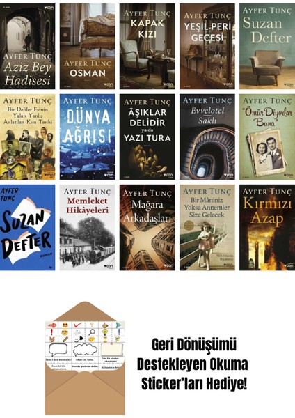 Ayfer Tunç 15 Kitap Seti + Okuma Sticker'ları